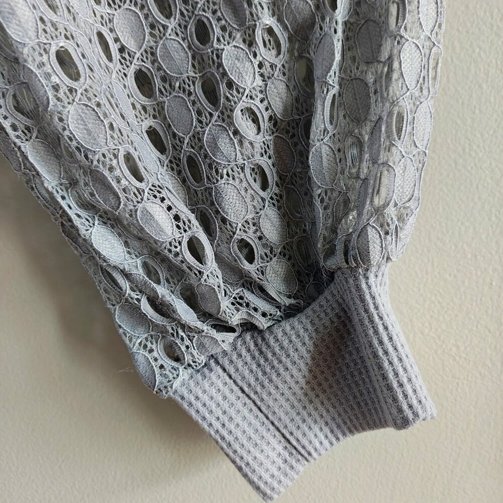 Waffle Knit Lace Sleeve Top - Picture 5 of 8